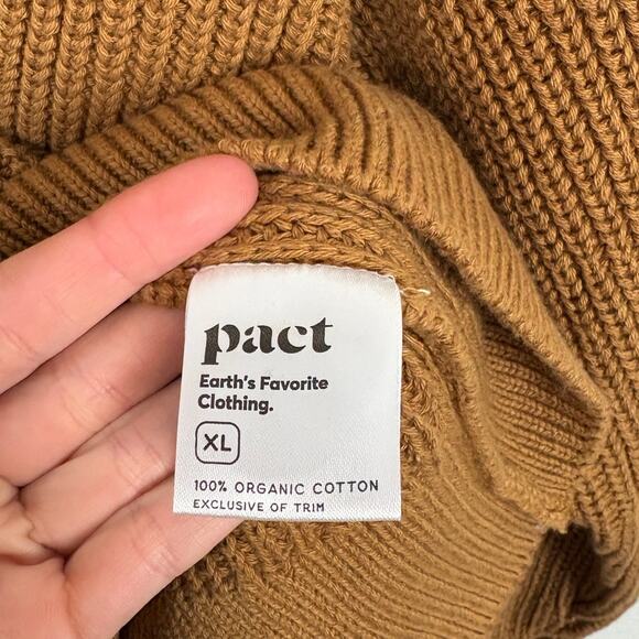 NWT Pact Luxe Knit Cropped Cardigan Organic Cotton Camel V Button Front XL - Picture 5 of 5